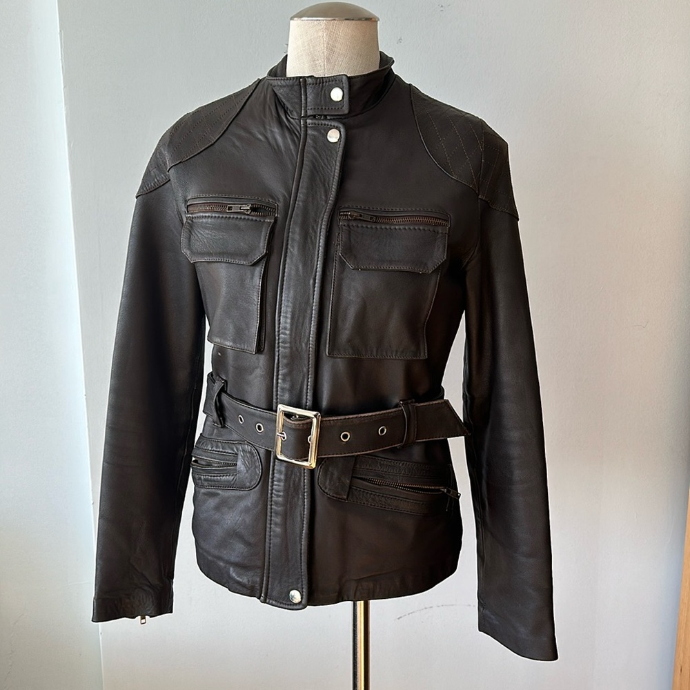 Dark chocolate brown custom leather jacket